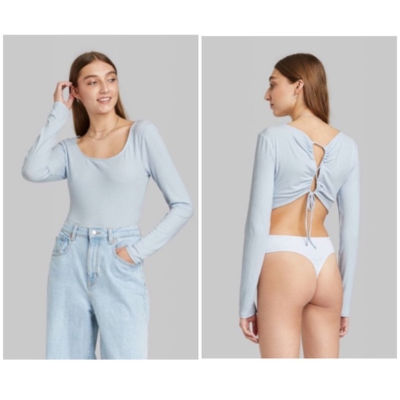 wild fable Tops - WILD FABLE Open Back Crisscross Back Long Sleeve Bodysuit
Size XL